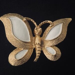 #210 FLORENZA Vintage Enamel & Goldtone Butterfly Brooch